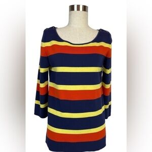 Banana Republic Striped Round Neck 3/4 Sleeve Stretchy - Medium